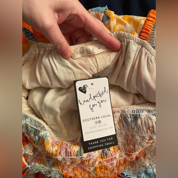 ILLA ILLA Seashell Serenade Tropical Patchwork Bandeau Top Mini Dress NWT - Picture 6 of 6